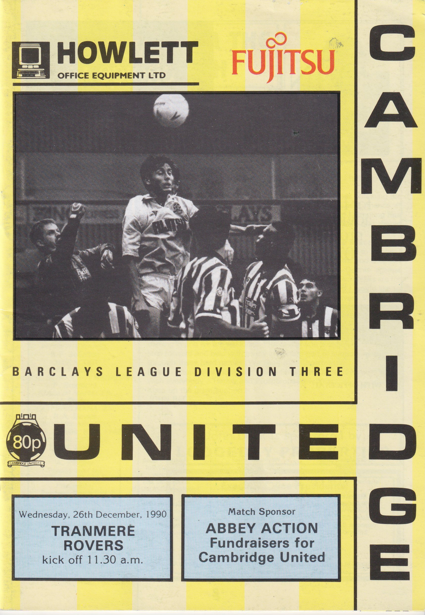 Cambridge United v Tranmere Rovers match programme